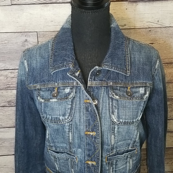 MOSSIMO DISTRESSED DENIM JACKET - Picture 2 of 13